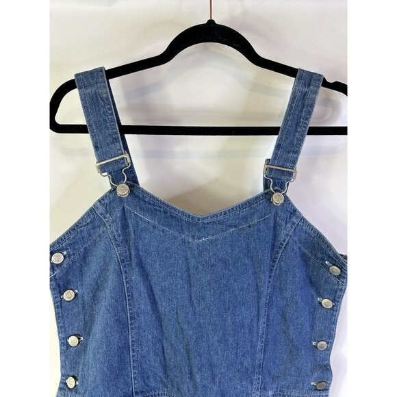 Vintage 90s Denim Jean Short Bib Overalls Shortalls - Picture 2 of 7